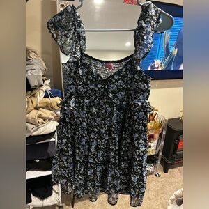 Francesca's Collections Black Sundress with Blue Floral Print